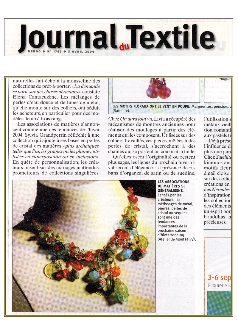 Atelier de Montsalvy - Journal du Textile (2004)